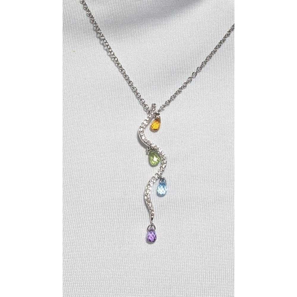 Unique White Gold Diamond Gemstone Necklace